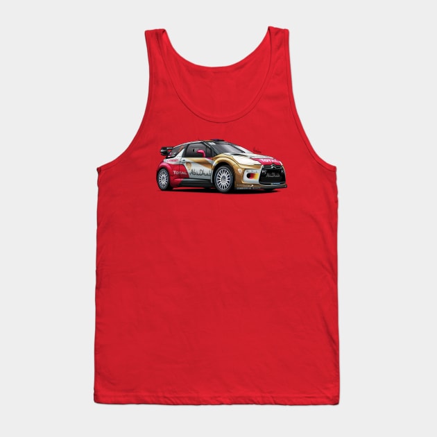 Citroen DS3 WRC - Sebastien Loeb Tank Top by Mario Ramos Rally Art